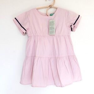 United Colors‎ of Benetton Dress Pink Tiered Crinkle Short Sleeve Girls 3-4 NWT